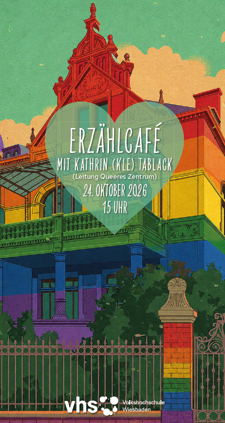 Eine Zeichung der Villa Schnitzler in Regenbogenfarben